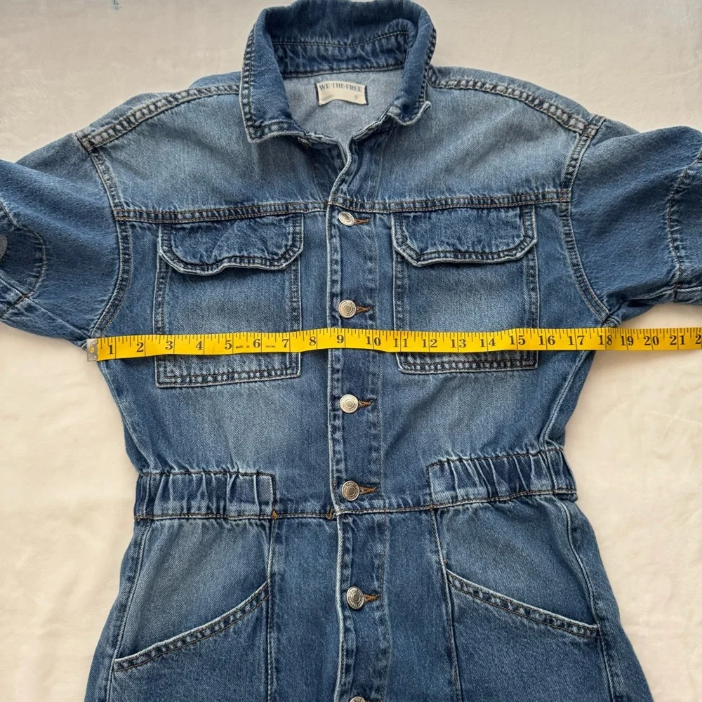 Free People We The Free Marci Denim Jumpsuit in High Noon Size Small - Picture 13 of 15